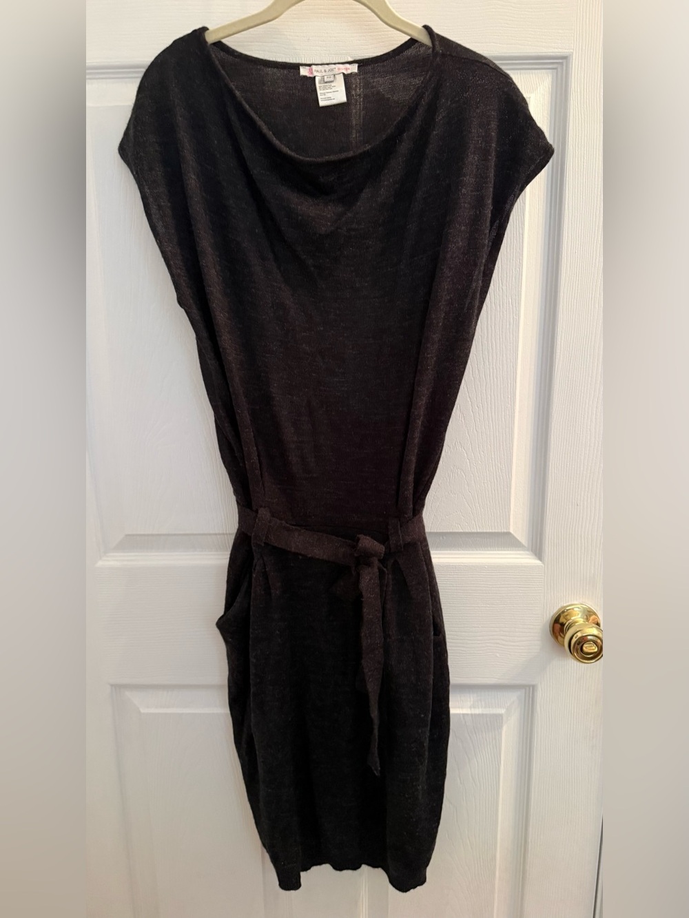 Sleeveless SweaterBelted Dress in Dark Charcoal